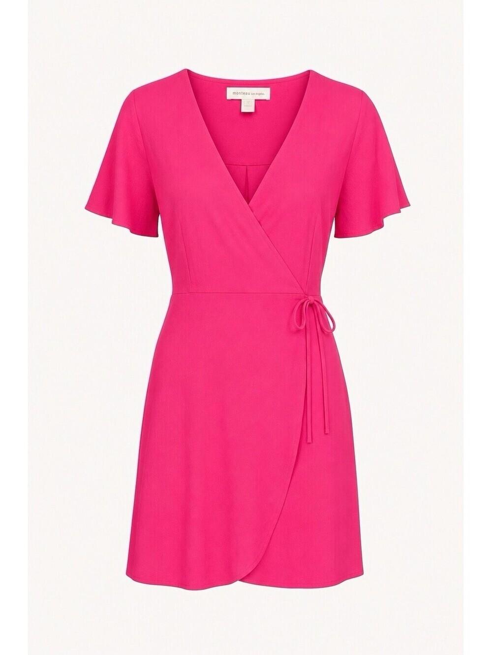 Monteau Los Angeles Wrap Dress Short Sleeve Pink Women's Size Small